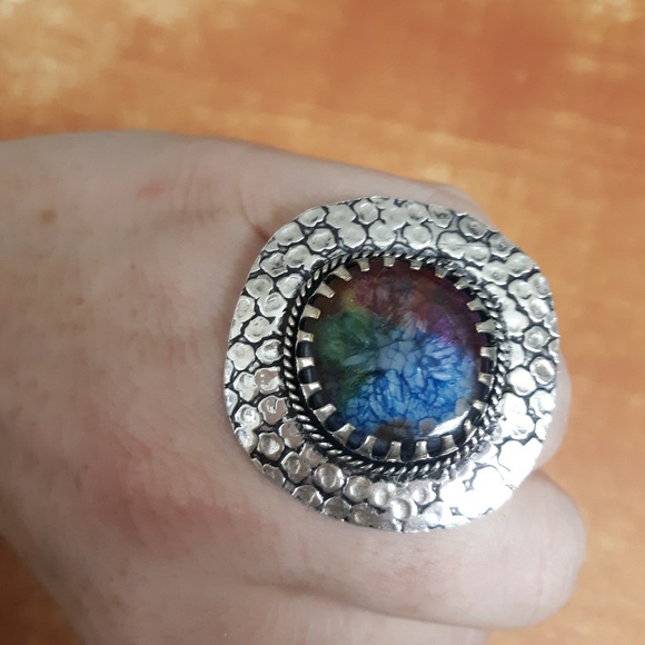 New Rainbow Solar Quartz Silver Ring. - Picture 7 of 8